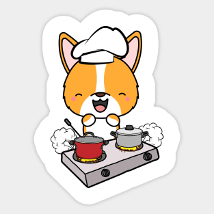 Funny corgi is cooking Sticker